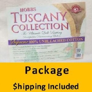 Hobbs Tuscany Supreme Unbleached 100% Cotton Batting Twin 72 in x 96 in