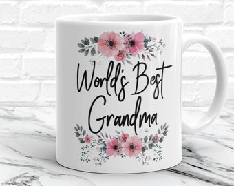 Gifts for Grandma Best Grandma Ever Cute Coffee Mug Granny Tea Cup Purple Heart