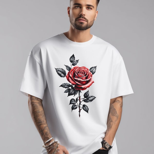 Red Rose Tshirt, Rose Shirt, Aesthetic Sweatshirt, Aesthetic Shirts, Rose T Shirt, Rose Hoodie, Rose Sweatshirt, Streetwear Hoodie, Rose Tee