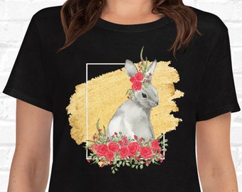 Easter Bunny Shirt for Women, Easter Bunny T-Shirt, Women Easter Shirts, Cute Tee, Women's Easter Tshirt, Easter Gifts for Her, Floral Shirt