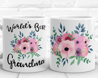 World's Best Grandma Mug, Grandmother Gifts, Mothers Day Gift for Grandma Coffee Mug, Cute Coffee Cup, Floral Tea Cup, Groovy Granny Mugs