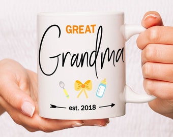 Great Grandma Est 2019 / 2020 Coffee Mug, Great Grandmother Gift New Great Grandma, Great Grandma Tea Cup Great Grand Mom Pregnancy Reveal