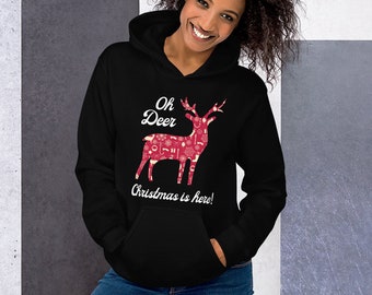 womens Christmas sweatshirt Oh deer sweatshirt holiday sweatshirt unisex sweatshirt Christmas gift ideas Cute reindeer sweater ladies sweatshirts 