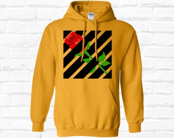 Yellow Hoodies Hypebeast Clothing Men s Hoodie Women s Hoodie Streetwear Fashion Cool Hoodies Stripes Rose Sweatshirt Men s Rose Hoodie Etsy