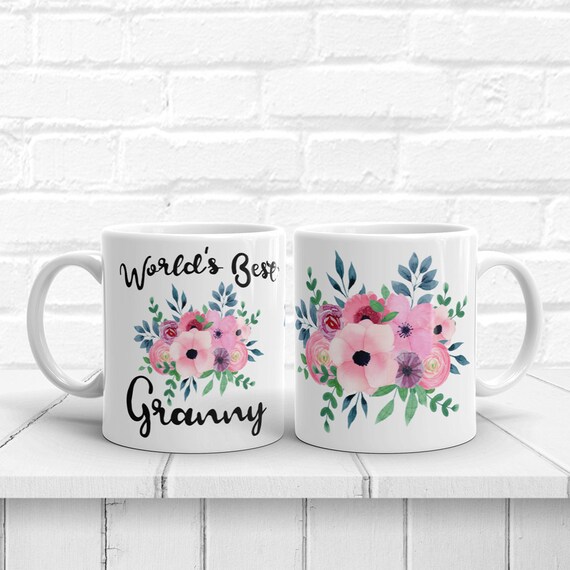 Gifts for Grandma Best Grandma Ever Cute Coffee Mug Granny Tea Cup Purple Heart