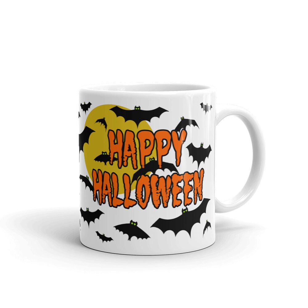 Happy Halloween Mug, Halloween Mugs, Bats Mug, Halloween Coffee Mug