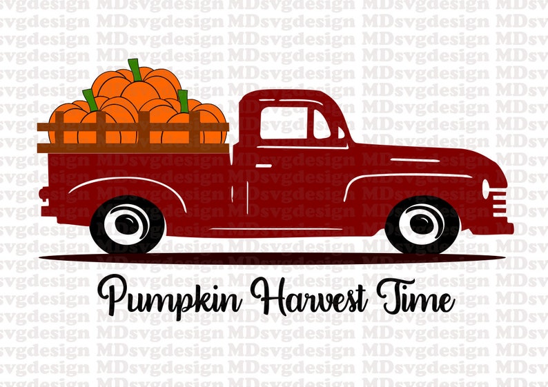 Download SVG DXF JPEG Pdf Vintage Truck with Fall Harvest Pumpkins | Etsy
