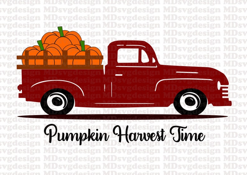 Download SVG DXF JPEG Pdf Vintage Truck with Fall Harvest Pumpkins ...