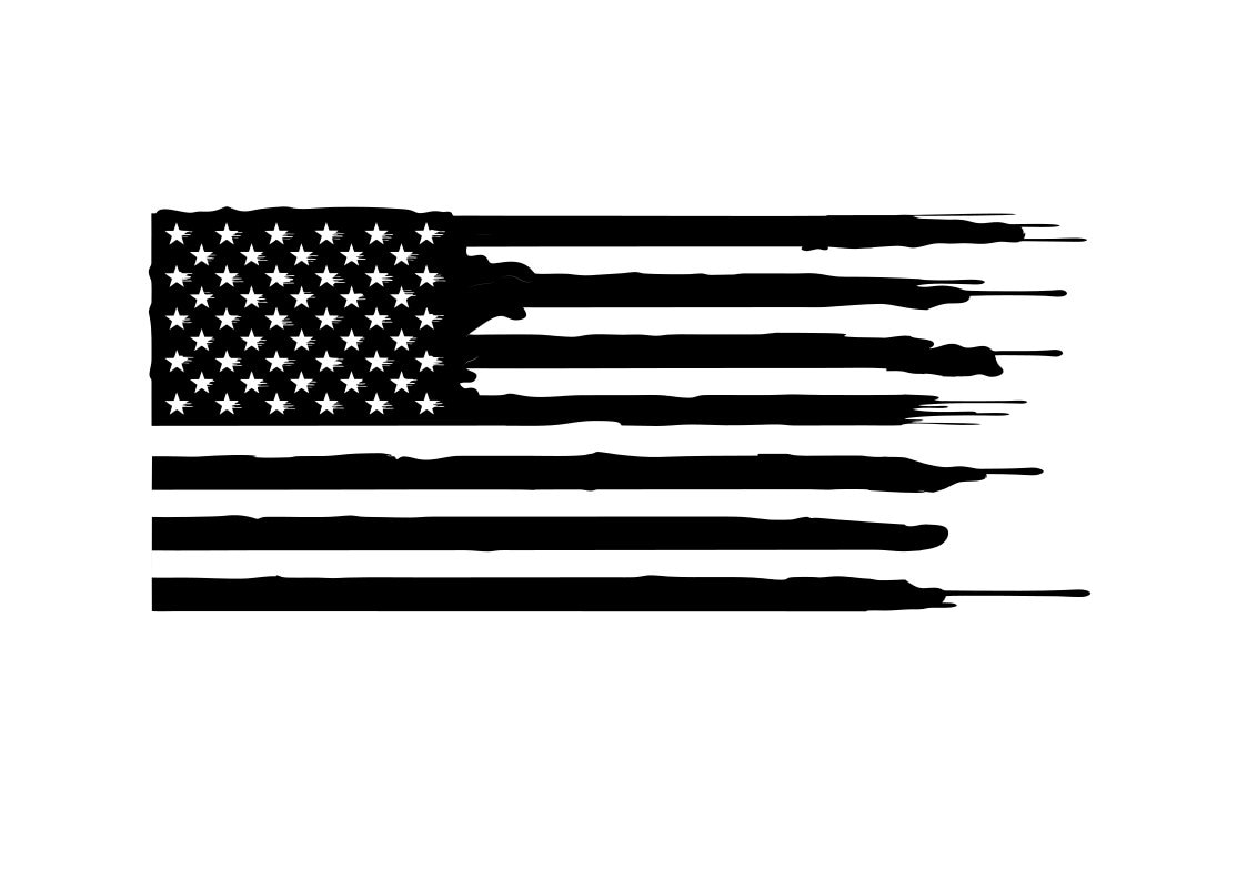 SVG DXF PNG Paint Run Tattered United States American Flag | Etsy