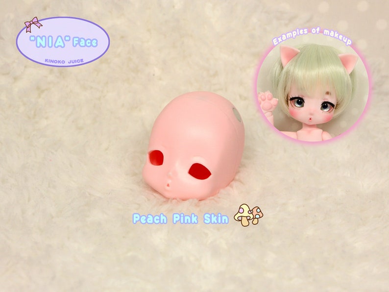 B Grade NIA / Head Face / KINOKO JUICE Original Doll Peach Pink