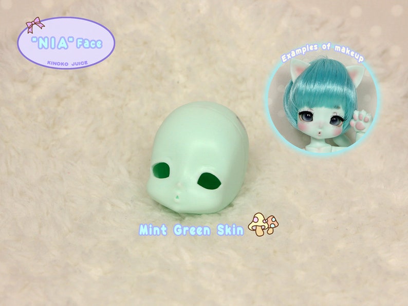 NIA / Head Face / KINOKO JUICE Original Doll Mint Green