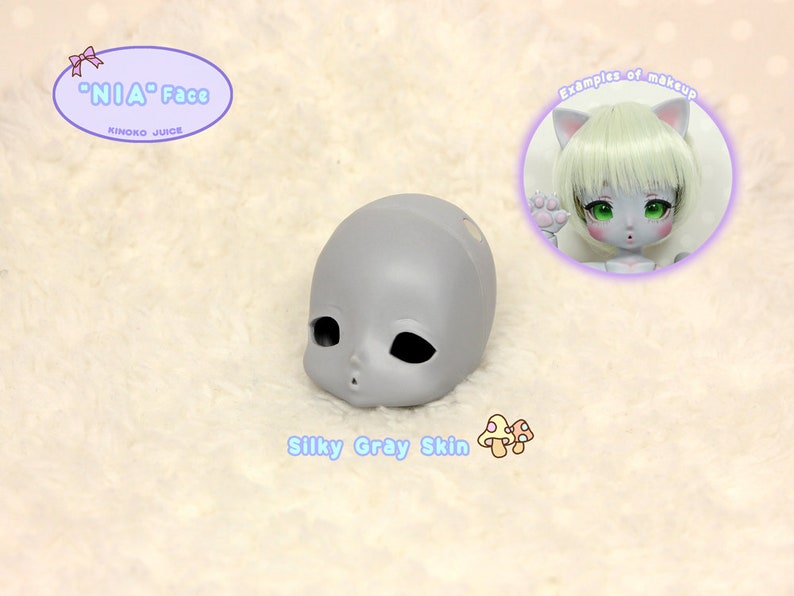 B Grade NIA / Head Face / KINOKO JUICE Original Doll Silky Gray