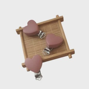 Clips coeur silicone, pince, accroche pour créativité, collier, attache en perle silicone