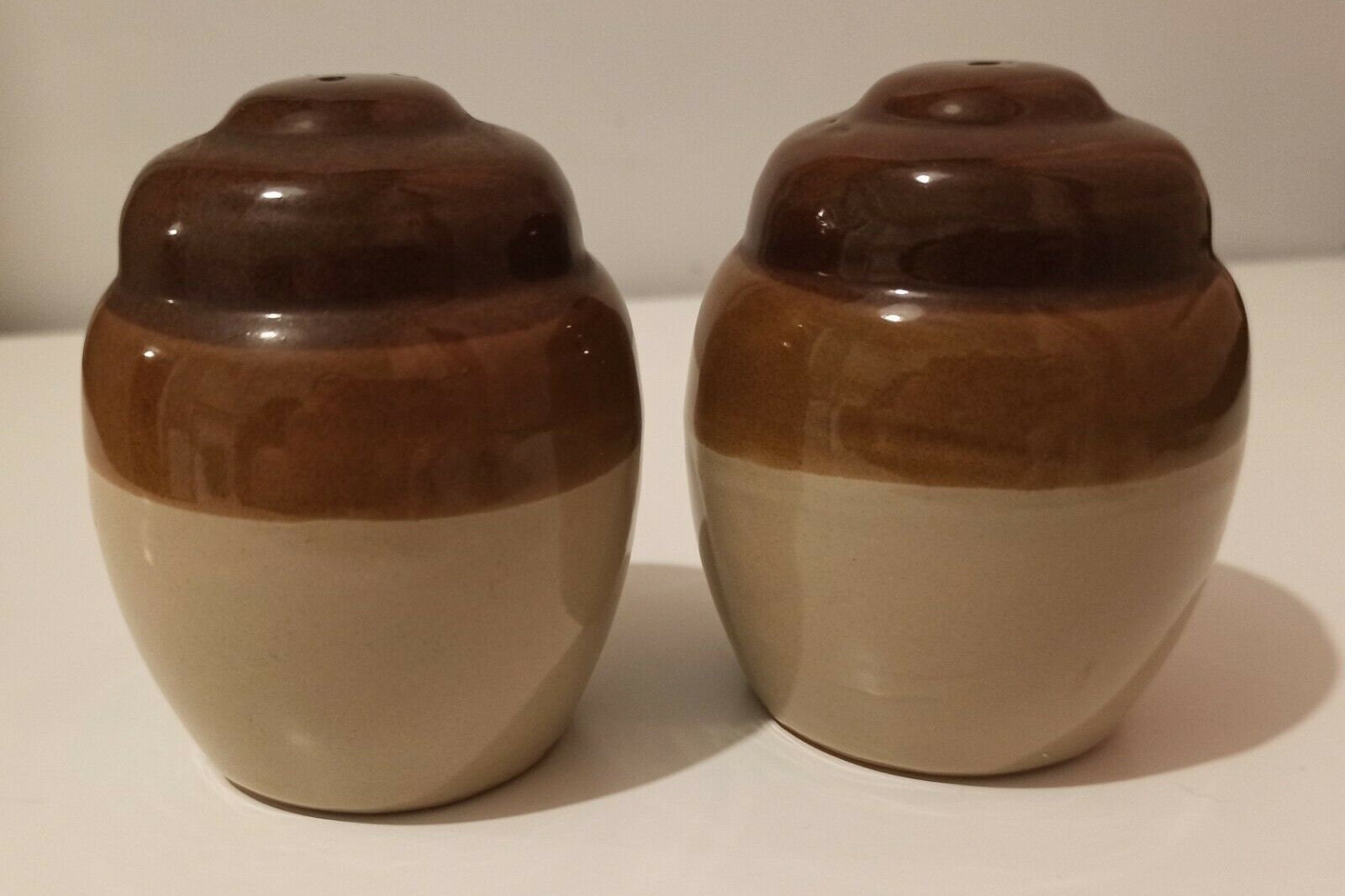 Vintage Stoneware Salt & Pepper Pots Shakers Kitchen Pottery Etsy