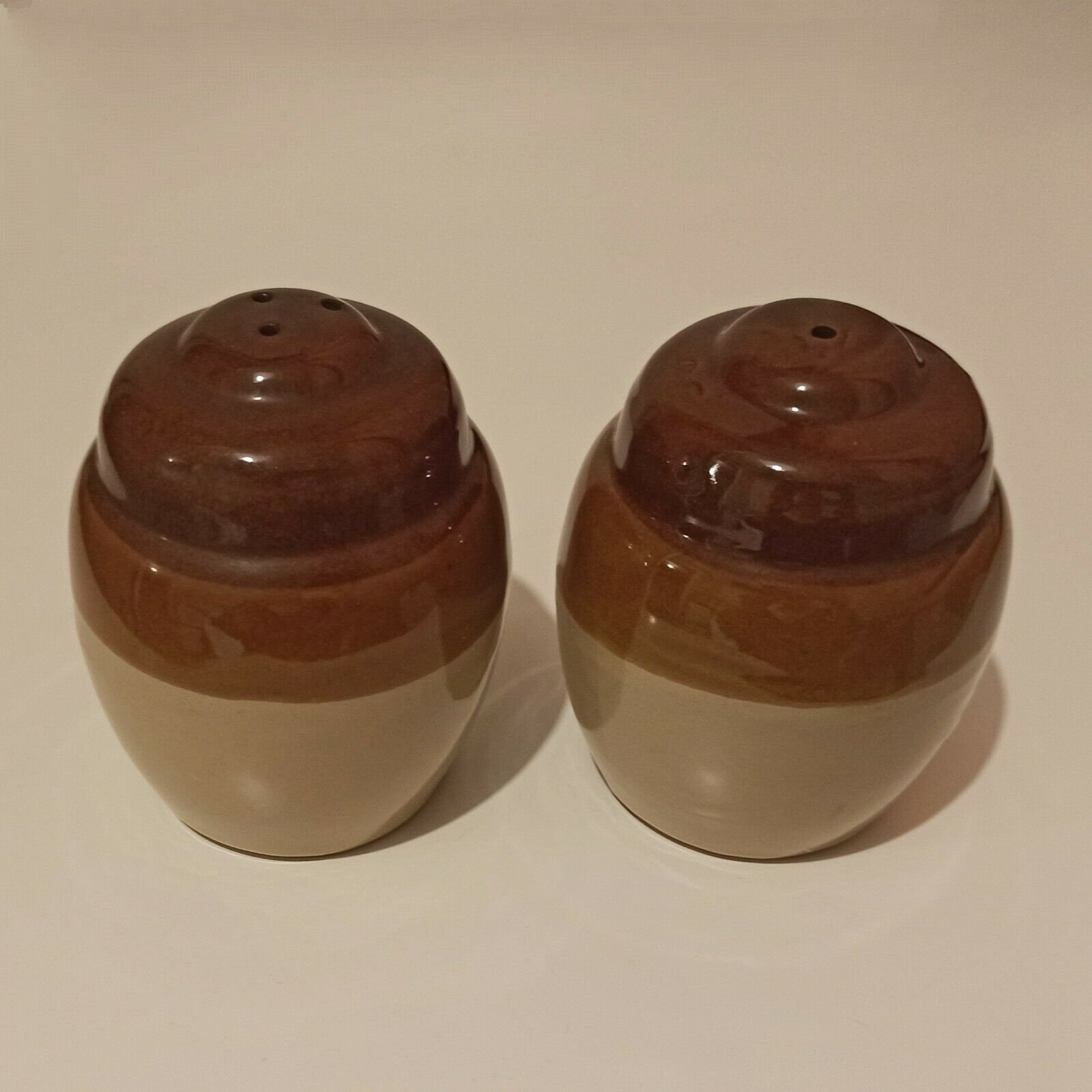 Vintage Stoneware Salt & Pepper Pots Shakers Kitchen Pottery Etsy