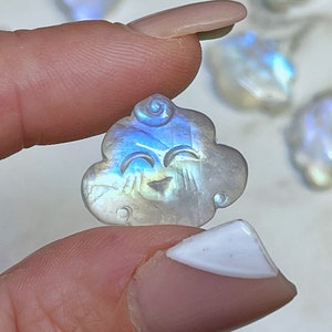 Moonstone Mini Happy Cloud Carving - Crown Chakra - No. 933