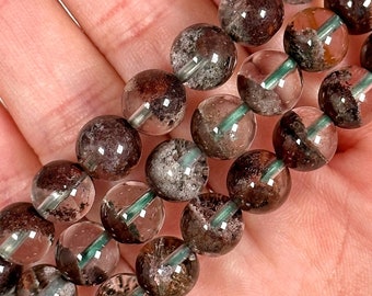 High Quality Garden Quartz Bracelet | 8-12mm | - No. 693 (Polished Clear Crystal Jewelry, All Chakras)