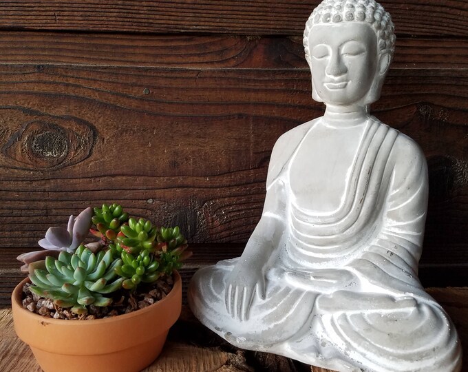 SOLID CONCRETE sitting Buddha Statue Shield Meditating Etsy