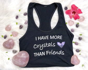 I Have More Crystals than Friends Black LTR Tank Top