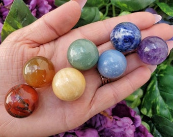 7 Chakra Healing Mini Sphere Gift Set | Mini Sphere - Energy Stones | Reiki Crystal Meditation-No. 282