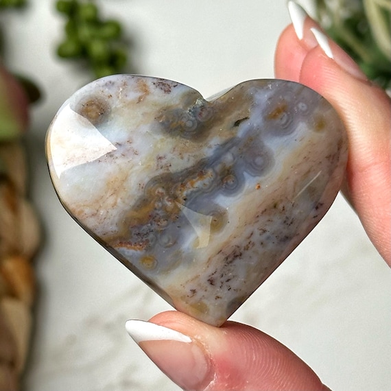 脈のないオーシャンジャスパーハート - #8 - Etsy 日本
