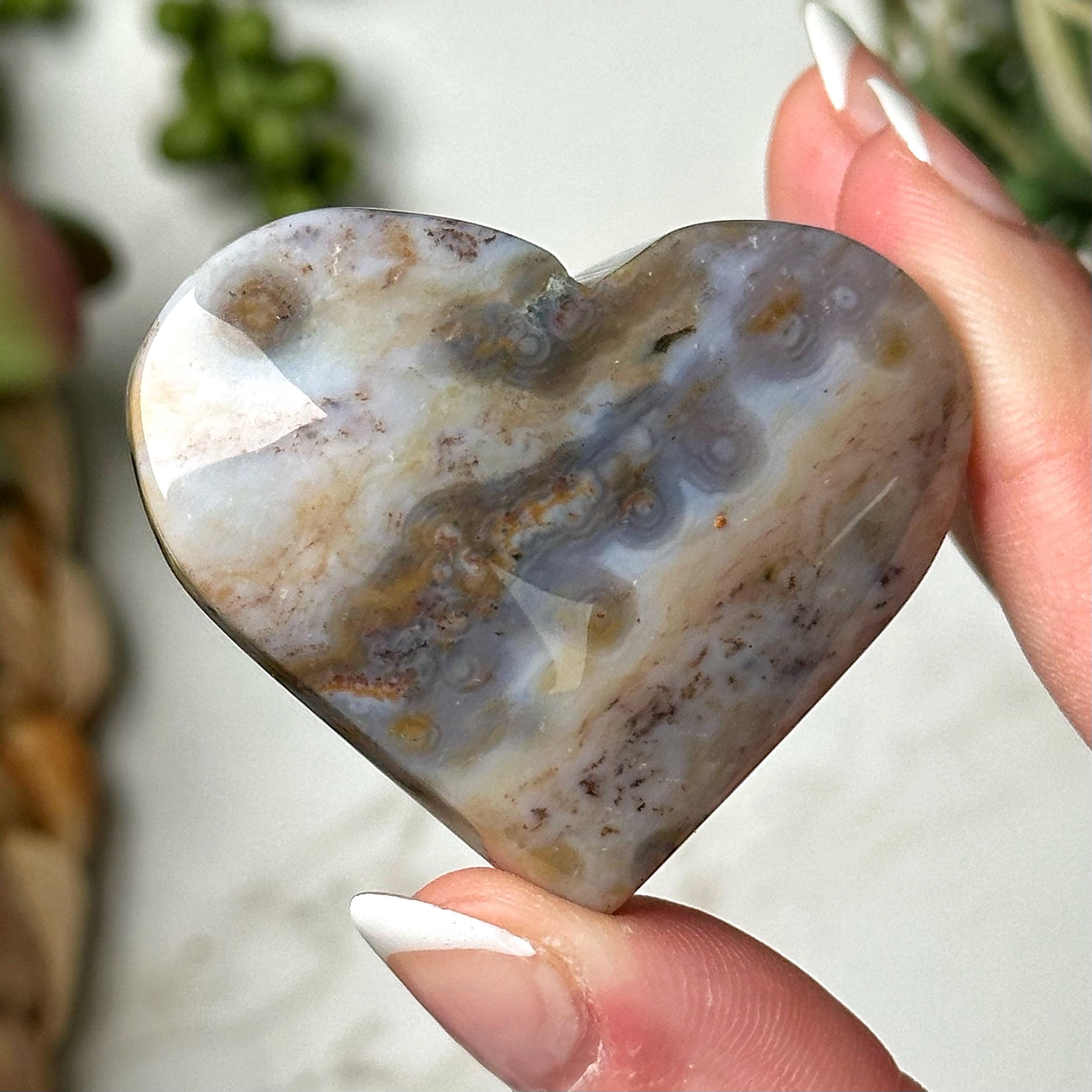 脈のないオーシャンジャスパーハート - #8 - Etsy 日本