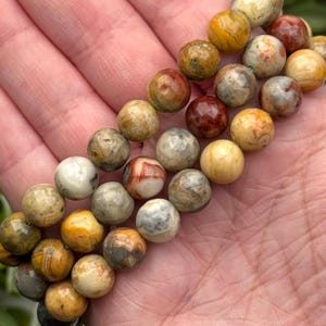 Crazy Lace Agate Bracelet | 6-10mm | - No. 775 (Polished Yellow Crystal Jewelry, Solar Plexus Chakra)