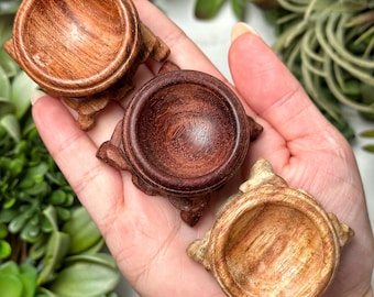 Wooden Sphere Stand | XS-XXL | - (Clear Crystal Holder for Stones, Check Description Sizes)