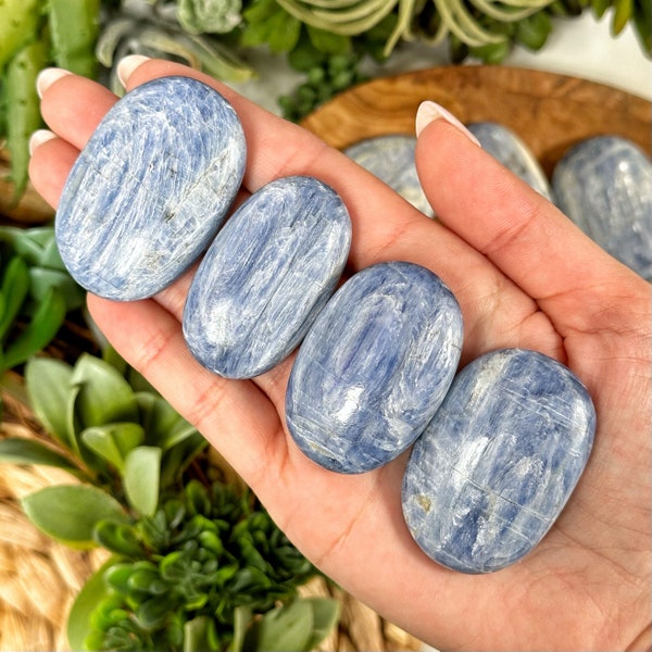Blue Kyanite Palm Stone - High Quality - Throat Chakra - No. 116