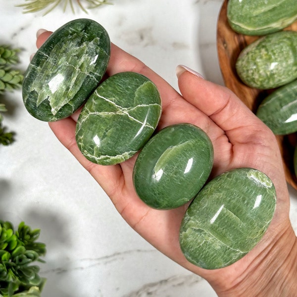 Green Tremolite Palm Stone - Heart Chakra - No. 143