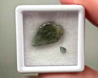 Alexandrite Set | Raw & Polished | - #6 (Raw Green Crystal Specimen, Crown Chakra Stone)