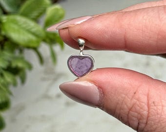Amethyst Heart Pendant | 0.5g | - No. 238 (Polished Purple Crystal Jewelry, Third-Eye Chakra, Rock Necklace)