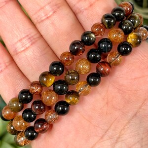 Solar Plexus Chakra Armband - Rutil / Guldglans Obsidian / Tigeröga Armband - Solar Plexus Chakra - Nr 748