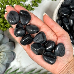 Grade A Black Onyx Tumbled Stone, 0.8 1 Inches Tumbled Black Onyx