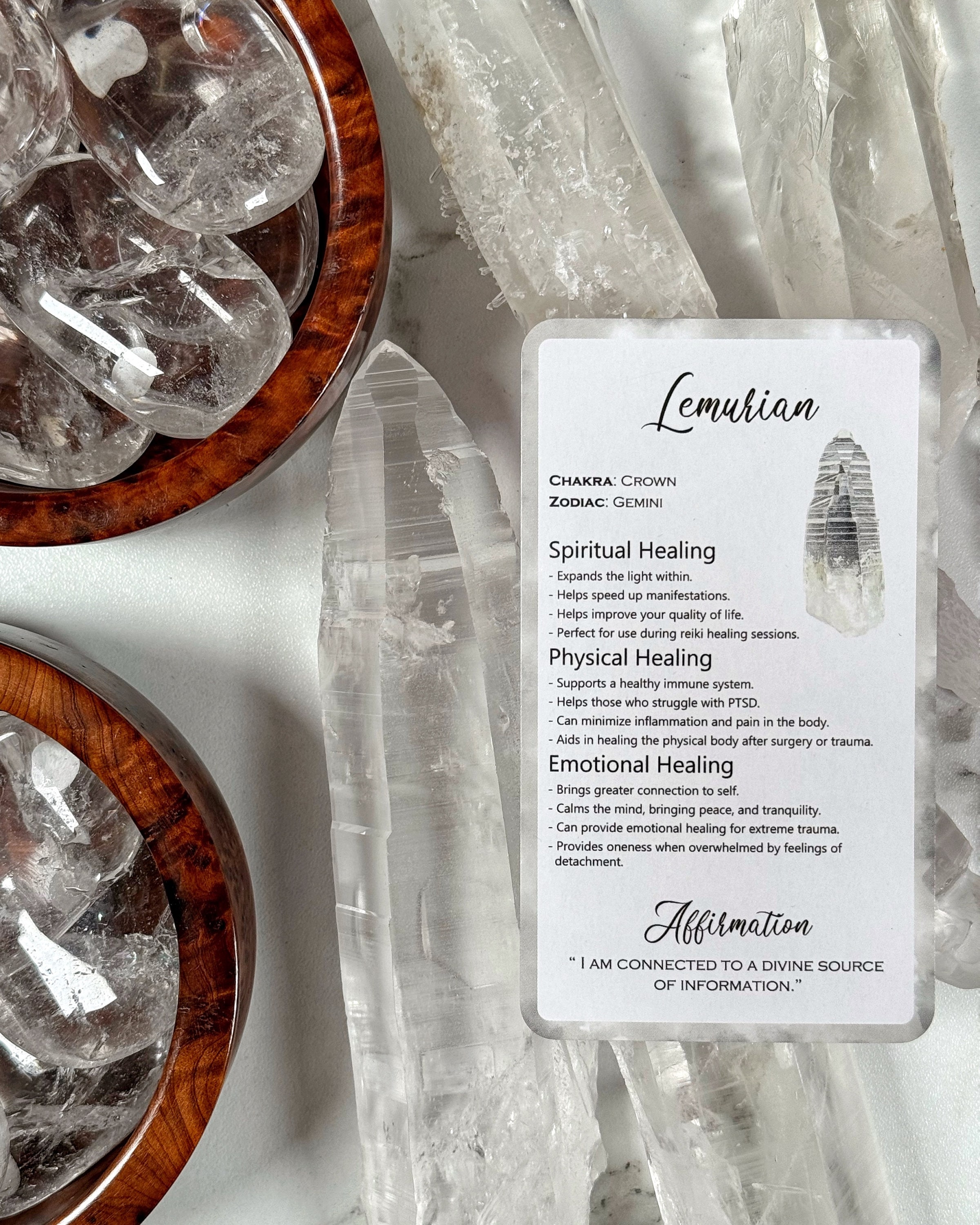 Intuitive 60 Card Crystal Deck - Made By Rachel - Healing Information Cards- Used like Tarot, Oracle or Angel Cards