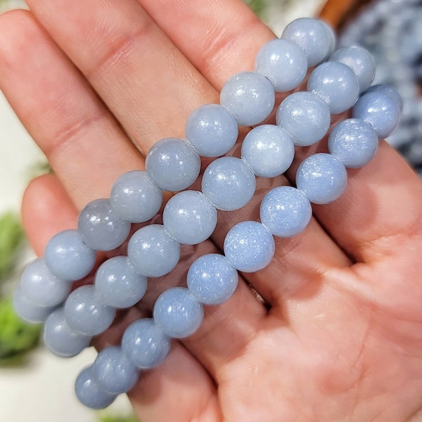 Blue Angelite Bracelet - Throat Chakra - No. 618