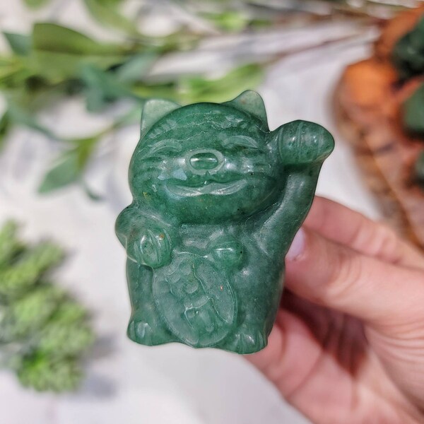 Green Aventurine Lucky Cat - Heart Chakra - No. 929