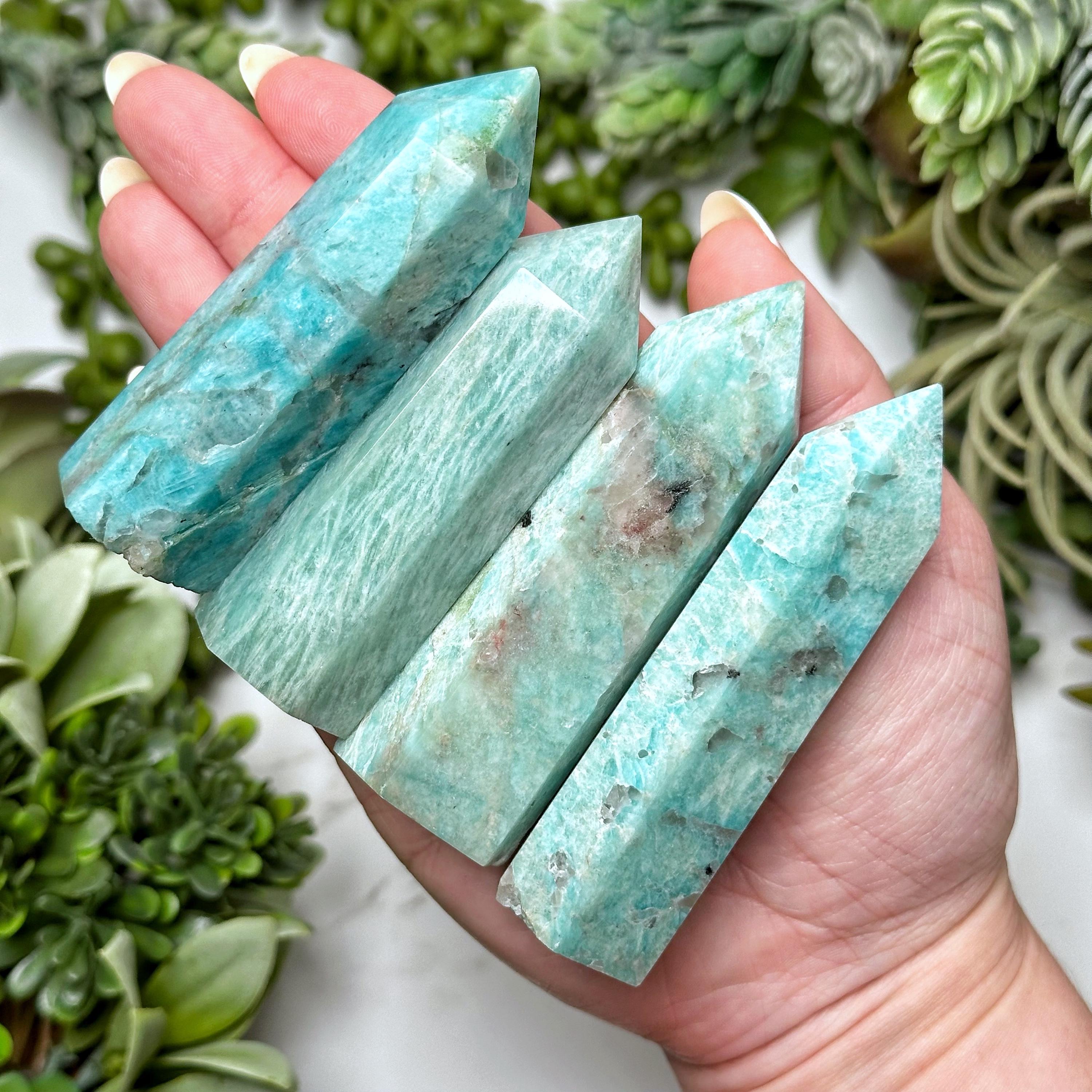 Amazonite Point | S, L | - (polished Blue Crystal Tower, Throat