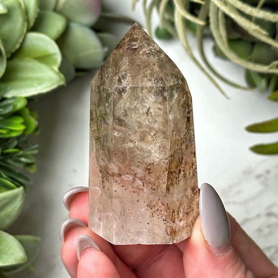 Dendritic Quartz Point | 66g | - #7 (Polished Clear Crystal Tower, Crown Chakra, Healing Stone, Transformation)