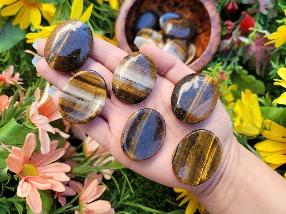 ONE Tiger's Eye Worry Stone Crystal - Root or Solar Plexus Chakra…