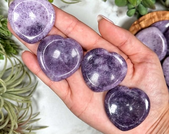 Lepidolite Heart Worry Stone - Heart and Third-Eye Chakra - No. 350