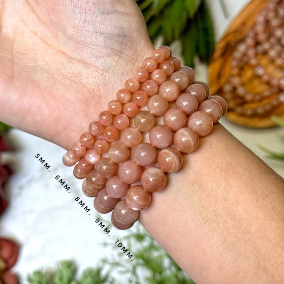 High Quality Peach Moonstone With Sunstone Bracelet - No