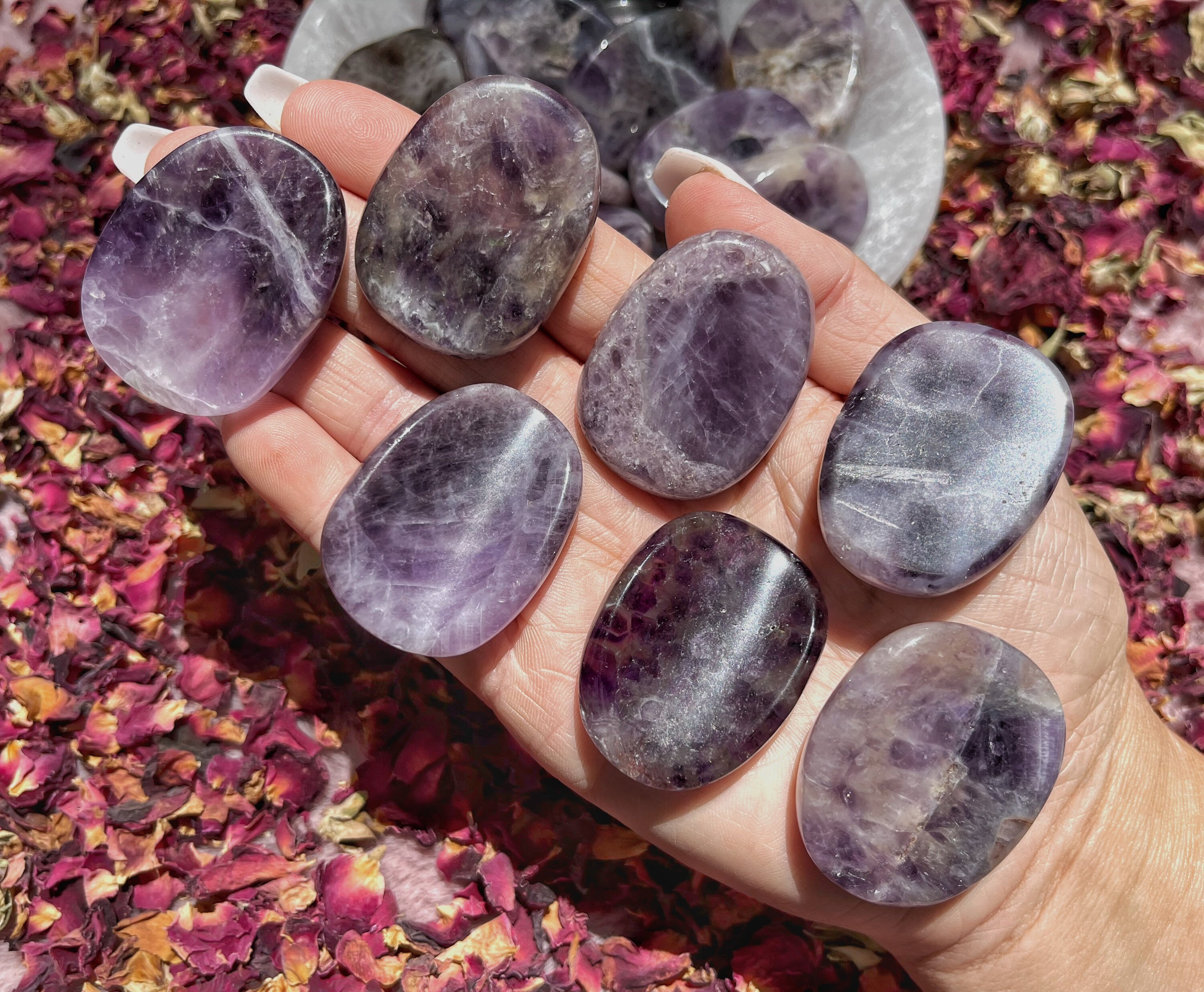 Amethyst Worry Stone - Amethyst Pocket Stone - Third Eye or Crown Cha…