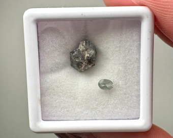 Alexandrite Set | Raw & Polished | - #3 (Raw Green Crystal Specimen, Crown Chakra Stone)