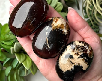 100% Genuine Amber Palmstone - Solar Plexus Chakra - No. 854