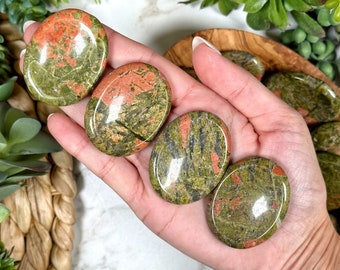 Unakite Jasper Calming Stone | 38mm | - No. 340 (Pink Green Pocket Worry Crystal, Heart Chakra)