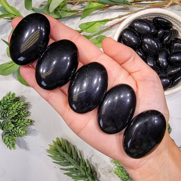 Small Black Obsidian Palm Stone - No. 113