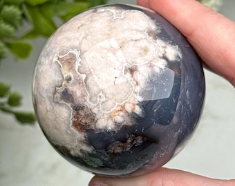 Blue Flower Agate Sphere | 53mm | - #9 (Polished Crystal Ball, All Chakras, Healing Stone, Growth)