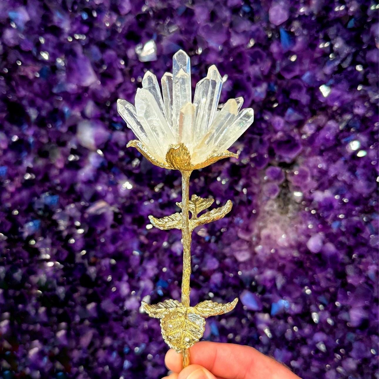 Eternal Crystal Rose | 10 Inches Long | - (polished Clear Crystal