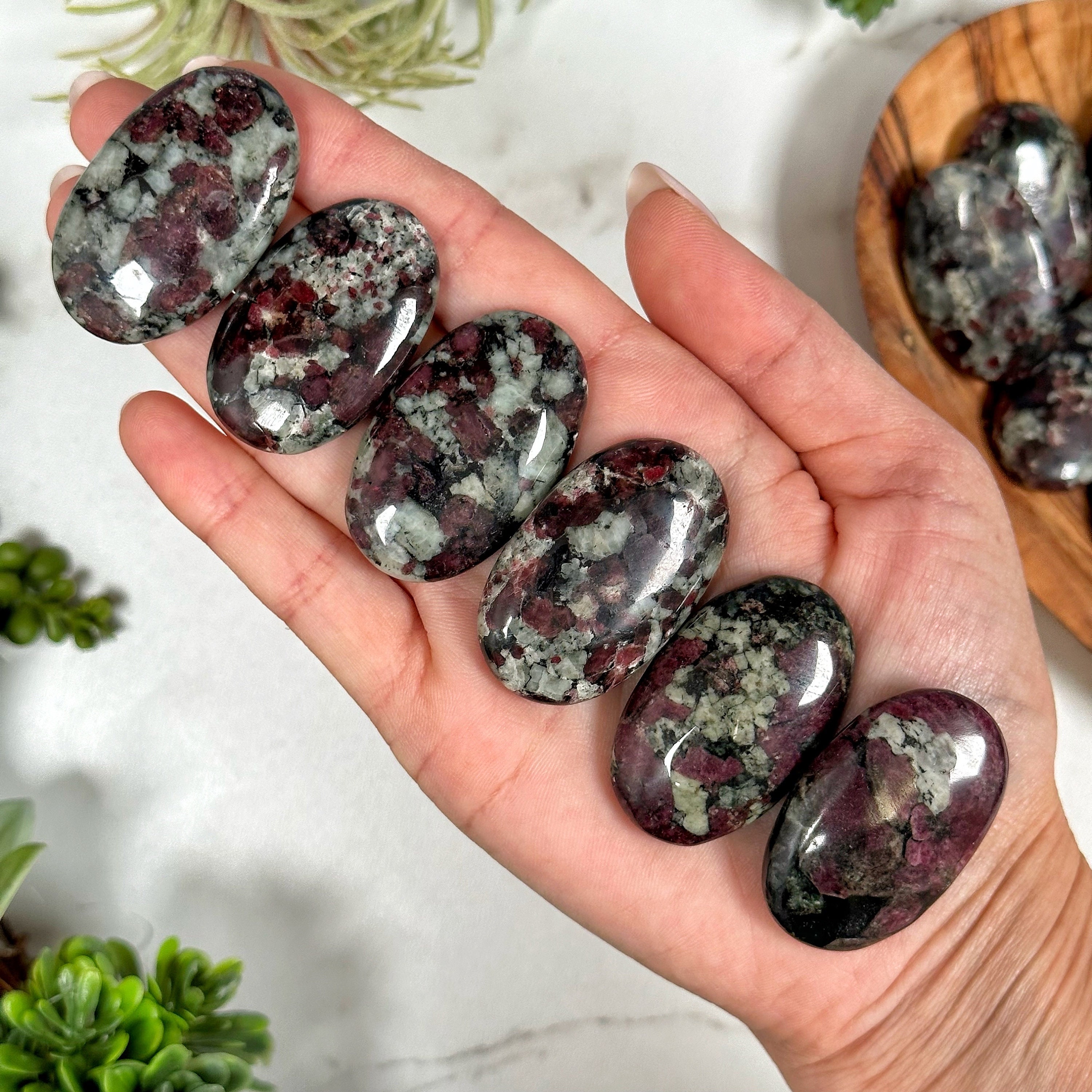 RARE Eudialyte Small Palmstone - Root and Heart Chakra - No. 141